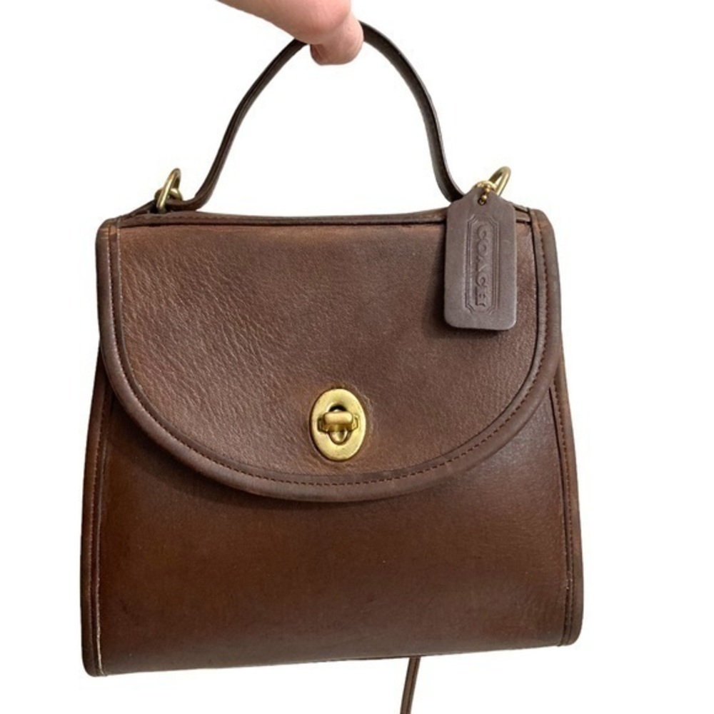 Coach vintage brown leather regina bag with strap and hang tag 9983